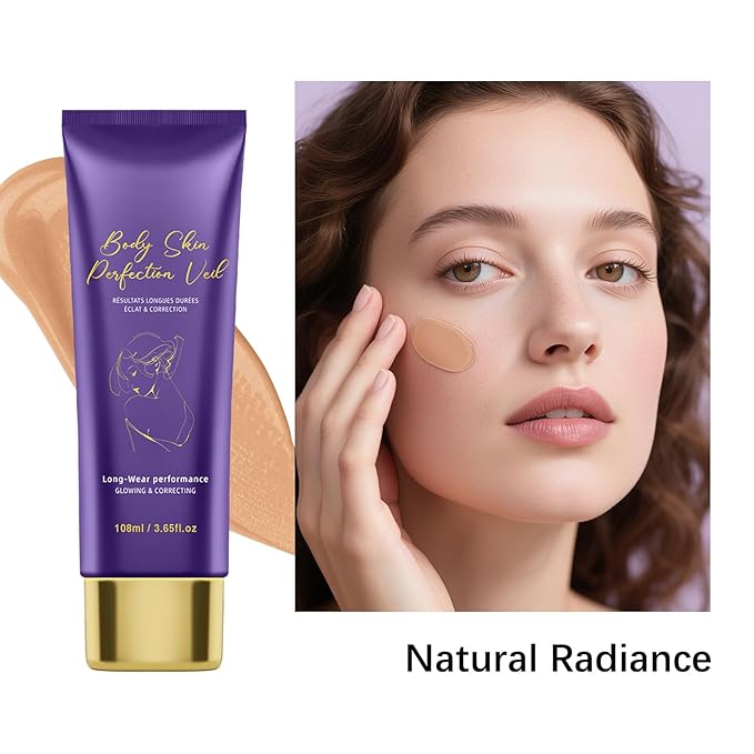 Body Coverage Perfector with Brush - Waterproof Leg & Body Makeup No Transfer, Tattoo & Scar Cover Up Full Coverage, Complexion Perfector for All Skin Tones (Natural Radiance)