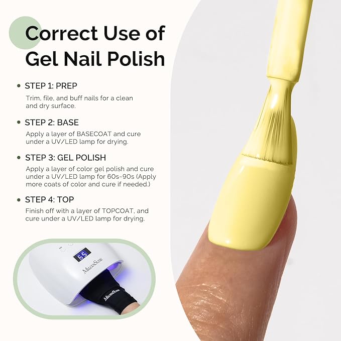 MelodySusie Hema Free Gel Nail Polish, 0.5 Fl Oz Thick Light Yellow Gel Polish, Non-Toxic, Long Lasting, Soak Off UV Nail Polish, Manicure Nail Design Salon DIY Nail Art at Home K0970