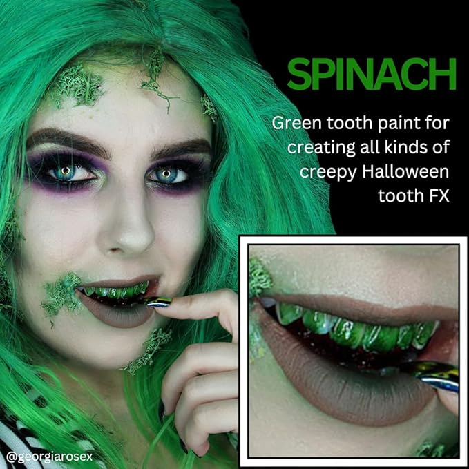 Mehron Makeup Tooth FX Spinach | Temporary Green Tooth Paint | Perfect for Creating Green Teeth FX & Rotten Teeth Makeup for Halloween, Cosplay, & Theatre .125 oz (4 ml)