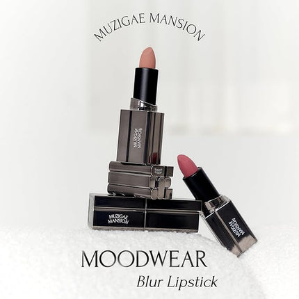 MUZIGAE MANSION Moodwear Blur Lip Stick – Soft Blurring Tint, Long-Lasting Hydrating, Waterproof K-Beauty – MLBB & Bold Red Shades (Sleek Metallic Design) (Soft Matte Blurring Effect) (007 HIPPY)
