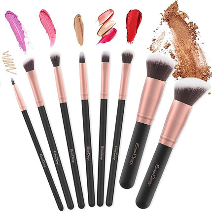 Makeup Brushes 17 Pieces Premium Synthetic Foundation Brush Powder Blending Blush Concealer Eye Face Liquid Powder Cream Cosmetics Brushes Kit (Rose Gold)