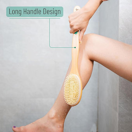 Slick Double Sided Shower Brush - Back Scrubber, Bath Brush Long Handle