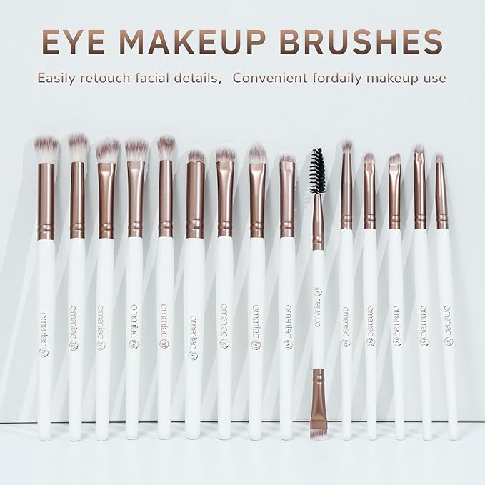 OMANIAC Makeup Brush Set, 20Pcs Professional Makeup Brushes for Foundation, Powder, Eyeshadow, Concealer Cream, Blush Buffe etc, with White Makeup Brushes Kit Case