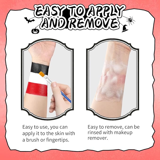 Clown Makeup Kit, Black White Red Face Body Paint Professional Oil-Based Body Face Paint Halloween Joker Makeup Kit for Adults Special Effects SFX Zombie Vampire Skeleton Cosplay Makeup