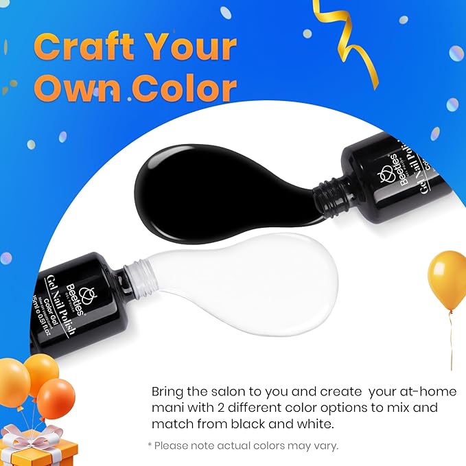 Beetles White Gel Nail Polish Black Gel Polish Kit 2 Pcs 15ml Black And White Polish French Nails Soak Off Led Nails Art Manicure Salon Diy at Home