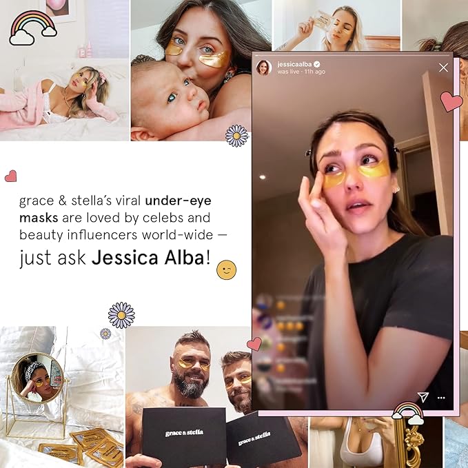 grace & stella Award Winning Under Eye Mask - Travel Essentials - Birthday Gifts for Women - Gel Eye Patches for Dark Circles, Puffy Eyes, Wrinkles, Undereye Bags - Vegan Self Care (48 Pairs, Gold)