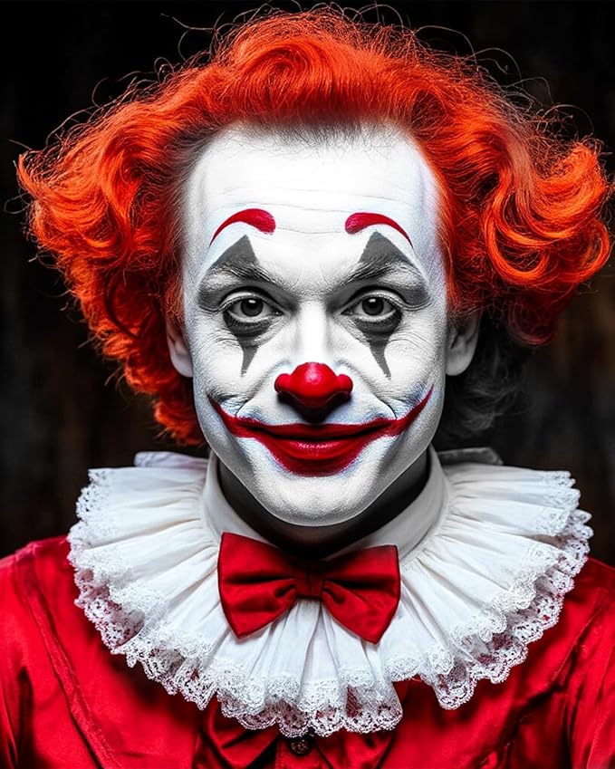 3 Colors Oil Based Face Body Paint Set with 6 Brushes, White Black Red Clown Makeup Kit for Halloween Goth Pennywise Joker Devil Zombie Vampire Skeleton SFX Cosplay Stage, Non Toxic for Kids & Adults