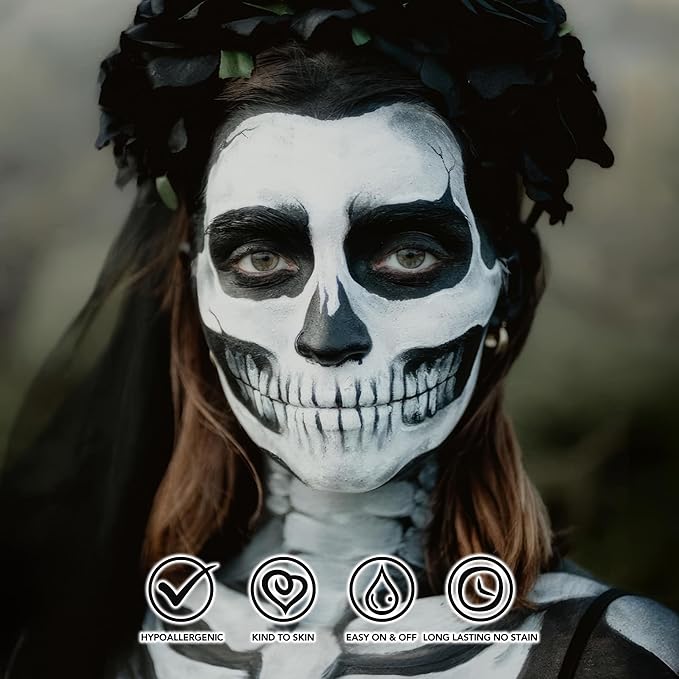 White Face Paint, Water Based Full Body Paint Halloween Makeup,Cream Face Paint & Body Paint For Adults Skull Joker Vampire Skeleton SFX Cosplay Costumes 1.2 fl oz (35ml)