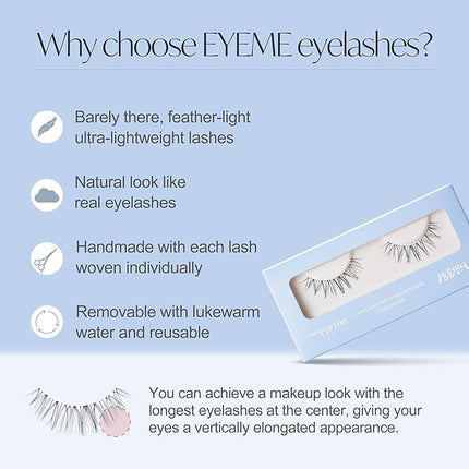 EYEME Eyelash x Artist Collaboration NO.12 Cute Accent – 5 Set Pack, Short Wispy False Eyelashes, Artist-Designed Cat Eye Lashes for a Subtle & Elegant Look, Genuine Korean Product