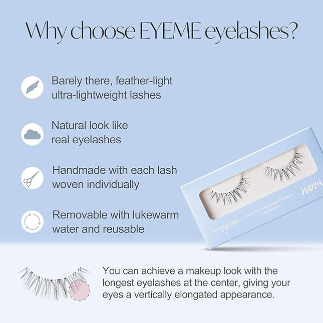 EYEME Eyelash x Artist Collaboration NO.12 Cute Accent – 5 Set Pack, Short Wispy False Eyelashes, Artist-Designed Cat Eye Lashes for a Subtle & Elegant Look, Genuine Korean Product