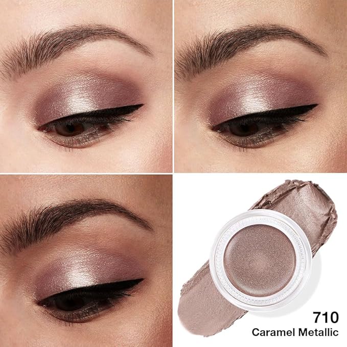 Kaely Single Cream Eyeshadow Pot, Caramel Metallic Eye Shadow for Older Women High Pigmented Waterproof, Natural Eyeshadow Palette Makeup Brightener, sombras en crema para ojos, Blendable, 710