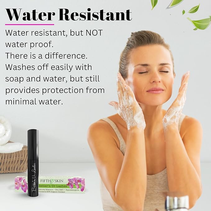 Fifth & Skin BETTER'N UR LASHES Natural Mascara | 100% Natural (Black) Organic - Vegan - Gluten, Paraben, Nut, Lead, Dye FREE