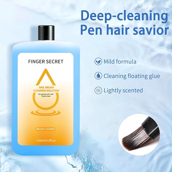 nail brush cleaner for nail brush nail art nail paiting50Pcs Cotton Finger Claws & Makeup Puff Set with 120ml Pen Cleaner Oil – Essential Cleaning Kit for Makeup Brushes, Nail Art, Painting (A12, 1)