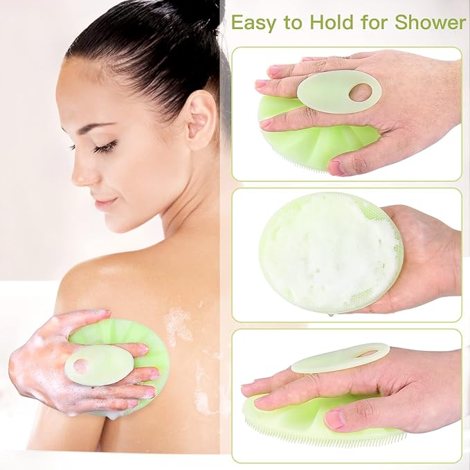 INNERNEED Food-Grade Soft Silicone Body Cleansing Brush Shower Scrubber, Gentle Exfoliating and Massage for All Kinds of Skin (Green)
