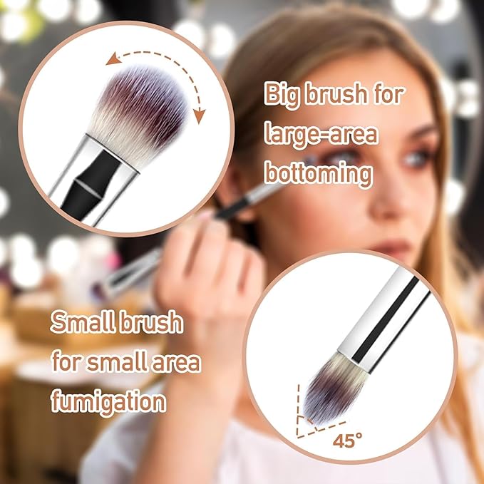 3Pcs Eyeshadow Brush Eye Makeup Brush Professional Blending Eyeshadow Makeup Brushes for Concealer Eyebrows Eyeliner Soft Hairs Makeup Tool