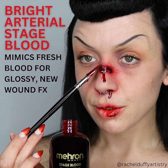 Mehron Makeup Stage Blood | Realistic For Halloween | Washable Fake Blood for Special FX, Stage & Screen, Halloween, & Cosplay (Bright Arterial)