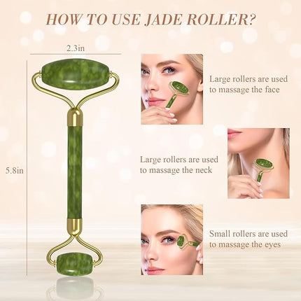 Jade Roller Gua Sha Set (Green)