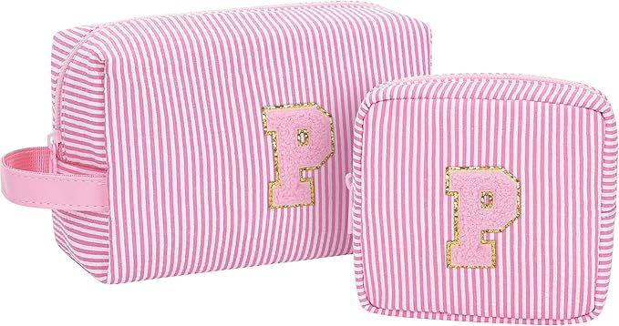 Period Bag Sanitary Napkin Storage Bag|Tampon Pouch Portable Feminine Care First Period Kit for Teen Girls Women Gift for Her Monogram Initial Cute Toiletry Bag,2PCS Pink P