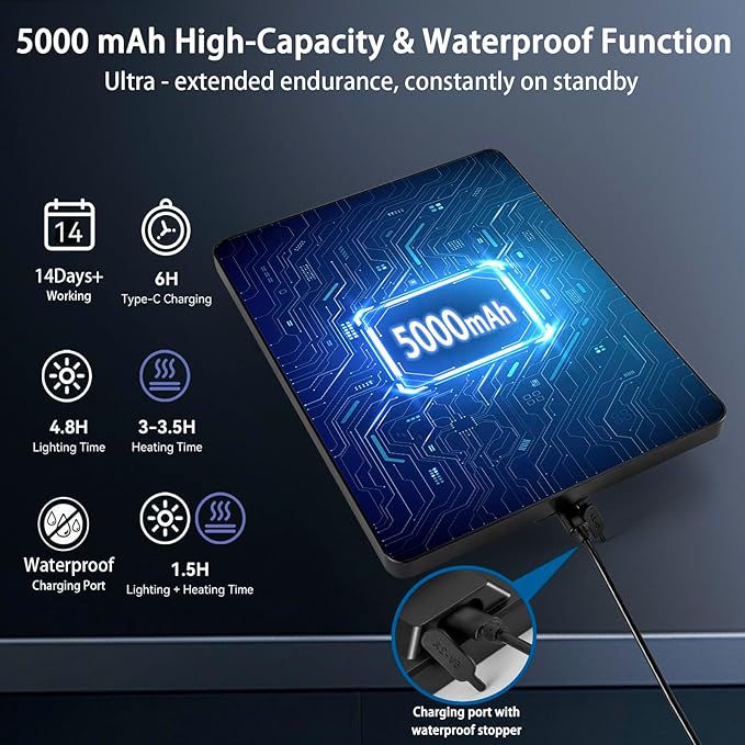 DESCHEN 2025 Updated Heated Shower Mirror Fogless for Shaving Men with 3 Color Lights, 5000mAh Rechargeable Anti Fog Shaving Mirror for Shower Fogless, 12.5×8" Borderless Mirror with Razor Holder