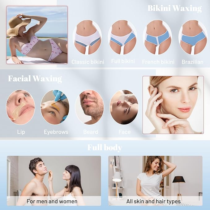 2.5lb Wax Beads, Hard Wax Beads with Upgraded Chamomile Formula -Wax Beads for Hair Removal Sensitive Skin Women, Includes Sticks & Gloves,Ideal for Bikini/Brazilian/Body/Face Waxing