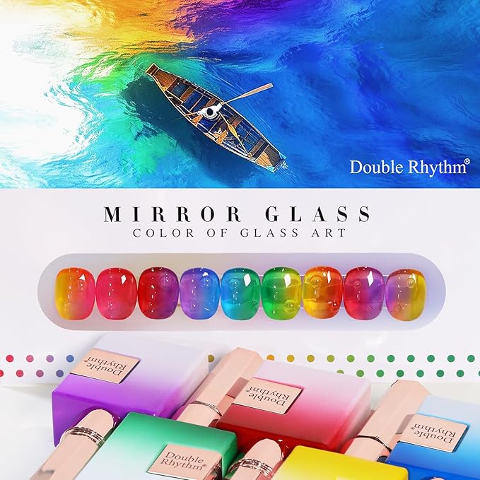 Double Rhythm 6 Pcs 15 ML Gel Polish Set Same Color Same Bottle Soak Off Gel Polish Kit Nail Art Manicure Salon DIY at Home for Women (Jelly Yellow Pink Red Purple Blue-T6-25)