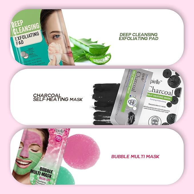 Epielle Best of K-Beauty Kit, 6 Home Spa Essentials, Exfoliating, Purifying, Moisturizing & Hydrating for Radiant Skin, At-Home Spa Kit, Self Care Gifts for Women, Korean Skin Care Set