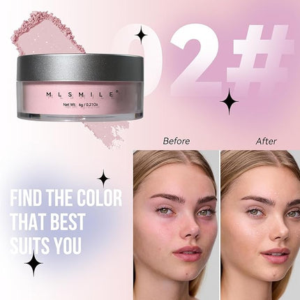 Shimmer Finish Setting Powder,Pink Translucent Setting Powder,Oil Control,Waterproof,Makeup Finishing Long-Lasting,Shimmer Powder for All Skin Types,Kimchi Setting Powder,Face Powder Makeup