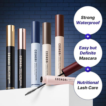 COSNORI Perfect Setting Waterproof Mascara Long&Curl 06 Urban Red – Long-Lasting Smudge - Burgundy Maroon Mascara - Korea Waterproof, Long lash, Strong fixing, Silk Amino Acids - 0.23fl oz (7ml)