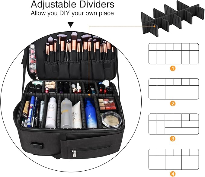 Relavel Makeup Backpack - Extra Large Train Case with 4 Pack Clear Bags, Professional Makeup Artist Kit Set Bag