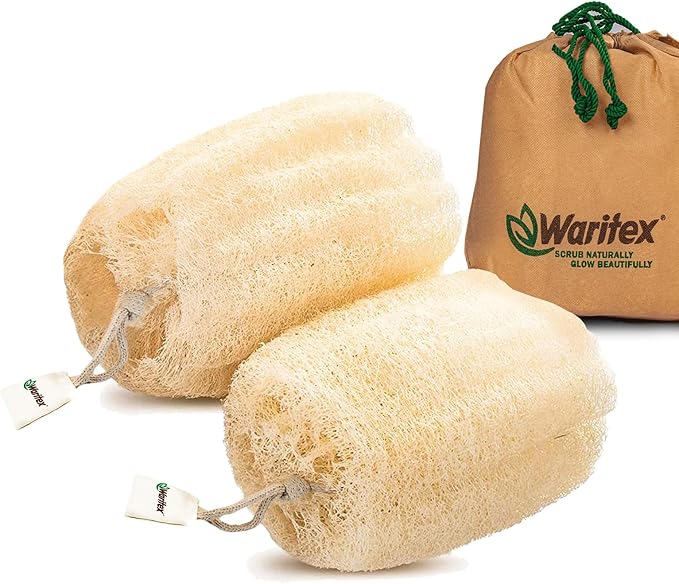 Premium Natural Egyptian Loofah Sponges, Made from 100% Natural Organic Material, Gentle Skin Exfoliation, and Full-Body Spa Experience – Eco-Friendly Loofah 2 Count (1 Pack)