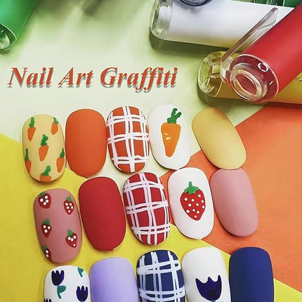 Gorvalin 12 Colors Nail Art Pens, 3D Quick Dry Nail Point Graffiti Dotting Liner Pen Sets Nail Art Painted Pen Drawing Nail Design Kit for Nail DIY Decoration Valentine Gift