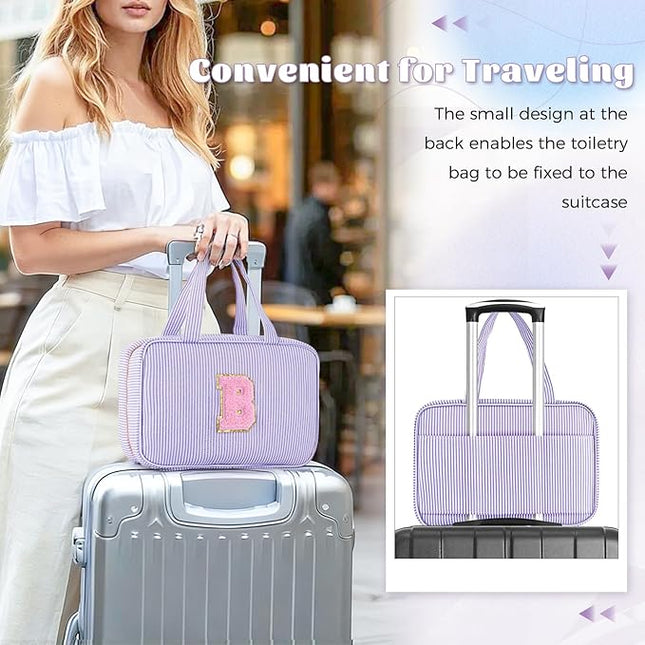Teen Girl Trendy Stuff - Monogram Personalized Travel Toiletry Bag Makeup Bag | Cosmetic Bag | Gifts for Girls Women Her Mom Bridesmaid Bride Wife Friend Sister Teacher - Lavender B