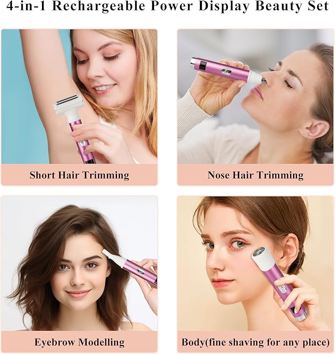 2025 Led Display Electric Razor,Beauty Women's Wet & Dry Electric Shaver, Painless 4 in 1 Painless Body Razors,Cordless 3-Blade Ladies Shaver for Legs, Arm, Underarms, Bikini (Purple)