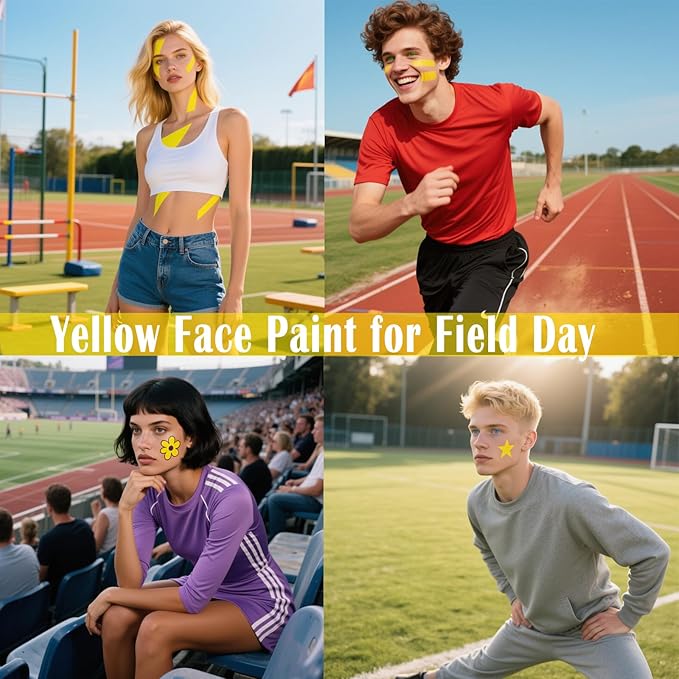 MEICOLY Yellow Eye Black Stick,Waterproof Eye Black Baseball Softball Football Lacrosse,Yellow Face Body Paint Stick for Field Day,Face Paint for Halloween SFX Lion Tiger Cosplay Makeup
