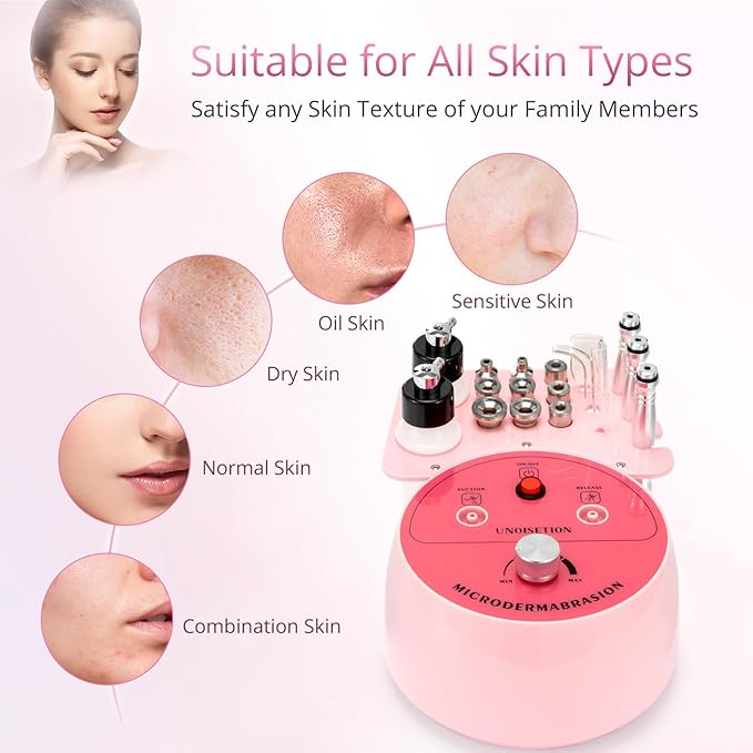 Diamond Microdermabrasion Machine Professional for Facial UNOISETION 3 in 1 Home Microdermabrasion Machine for Skin Exfoliating, Blackhead Removal, Spray Facial Moisturizing