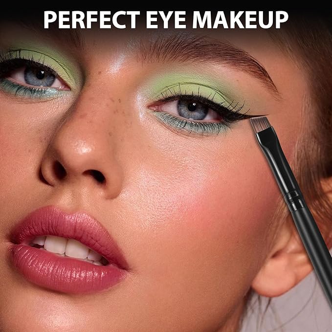Fine Angled Eyeliner Brush Set - Ultra thin Eye Liner & Eyebrow Brush - Precision Point Eye Brow Makeup Brushes Sets for Smooth Gel, Cream, and Liquid Eyeliner
