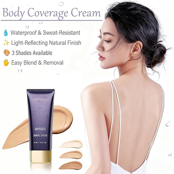 Body Coverage Perfector Waterproof, Body Perfector Skin Full Coverage, Body Makeup Waterproof No Transfer for Leg, Tattoo & Scar Cover-Up Makeup Long‑Lasting 2.5oz (Dark)
