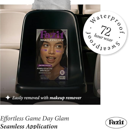Fazit Makeup Patches - Purple Game Day Speckles - Glow Up Make-Up Patches - Cute Glitter Makeup Accessories for Women - Cosmetic Glitter for Face