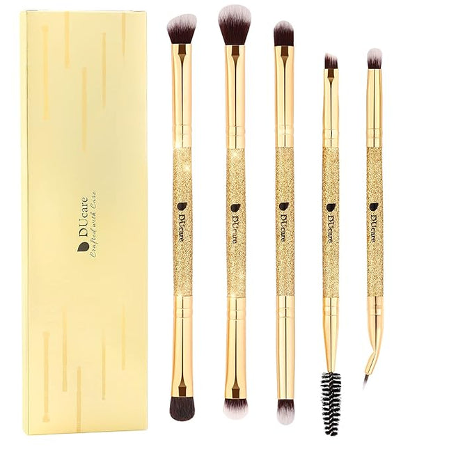 DUcare Eyeshadow Brushes Set Duo End Eye Makeup Brushes Eyeshadow Brush set 5Pcs Travel Concealer Eyebrow Eyelash Eye Liners Blending