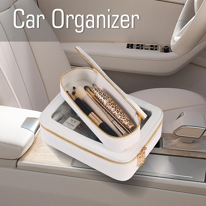 Small Travel Makeup Bag brush holder,Clear Makeup Bag Cosmetic Bags with Zipper,Waterproof Clear Toiletry Bag Makeup Brush Bag Travel Case for Women