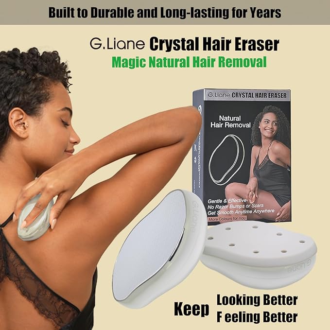 Crystal Hair Eraser,Upgraded Painless Crystal Hair Remover,Effective Nano Glass Hair Removal Device and Skin Exfoliation,Body Epilator for Women and Men(Silver)
