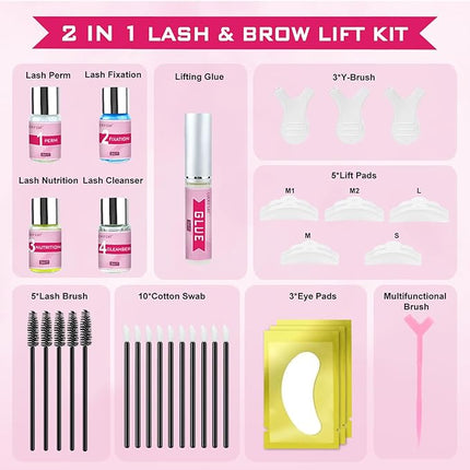 Lash Lift Kit, Eyelash Perm Kit, Professional At Home Eyelash Lift Kit with Upgraded Glue, DIY Lash Perm Set Easy for Beginner, Lasting Curling Perming Lash Extension Set Suitable For Salon & Home