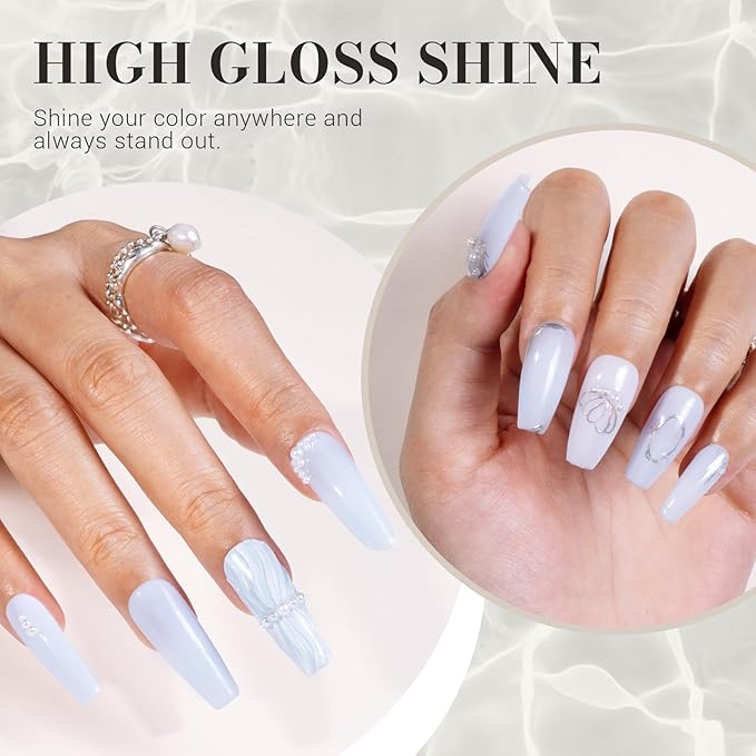 MelodySusie Jeweliver Gel Nail Polish, 0.5Fl Oz Light Blue Jelly Gel Polish Sheer Translucent Nude Soak Off UV LED Light Cure Spring Summer Colors Manicure Nail Art DIY at Home JM01
