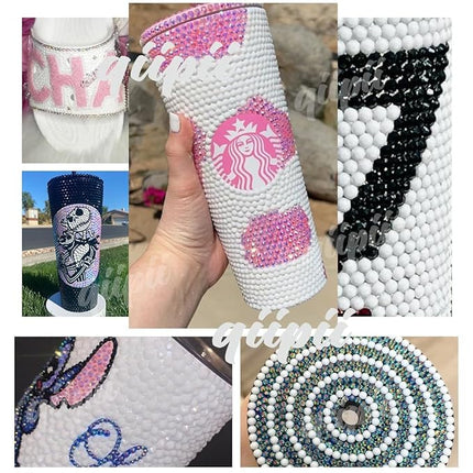 qiipii 8000PCS 3mm Solid White Resin Rhinestones for Crafting SS10 Pure White Flatback Jelly Stones Bulk Diamonds Crystals Gems for Face Eyes Makeup Tumblers Bottles DIY Crafts Clothes Shohes Phones