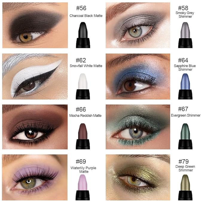 Kaely 8Pcs Cream Eye Shadow Sticks Set, Matte Shimmer Eyeliner Pencil Eyeshadow Palette Makeup, Eye Highlighter Brightener Stick for Older Women Waterproof Pigmented, sombras para ojos, New-10