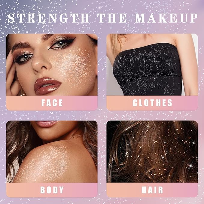 Body Glitter Spray, Glitter Spray for Hair, Body & Clothes | Quick-Drying, Long-Lasting Sparkle | Perfect for Festivals, Christmas, Parties & Cosplay- 1 Pack (Silver, 120ml-B)