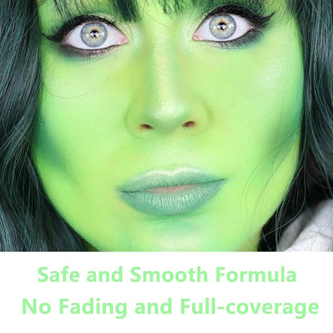 Go Ho Pastel Green Face Paint Stick(0.85oz),Water Based Cream Body Paint Washable,Liquid Concealer,Covers Oil-Free,Halloween Cosplay SFX Foundation Makeup