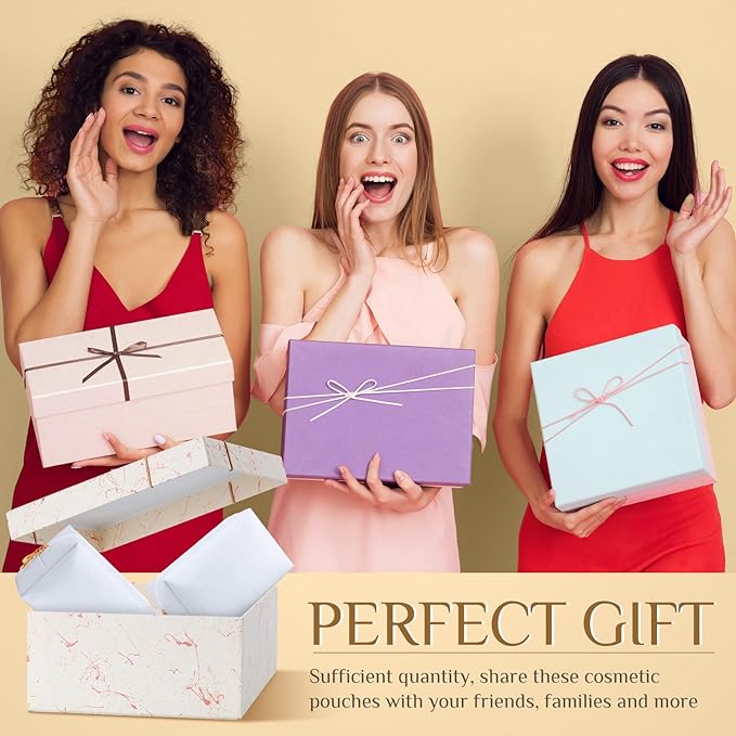 Cunno 50 Pcs Makeup Bag Bulk PU Leather DIY Cosmetic Plain Preppy Makeup Pouch Portable Waterproof Toiletry Bags for Women Travel Pencil Case Cosmetic Organizer (White)