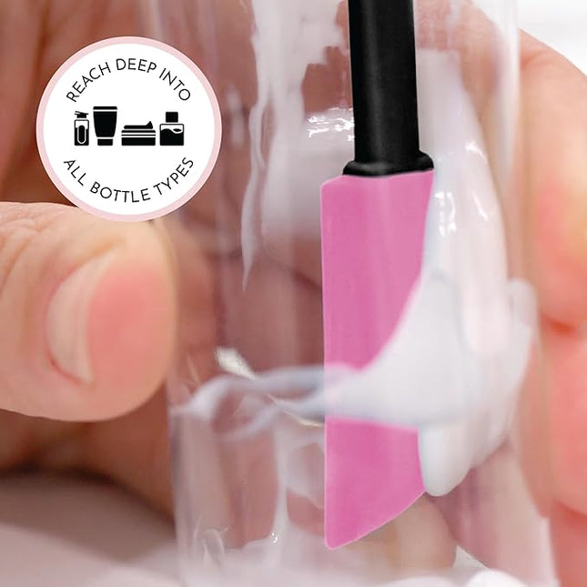 S&T INC. Makeup Spatula, Large and Mini Silicone Spatula Set for Cosmetics, Shampoo, Hair Care, and Skin Care Products, 4 Piece Set, Pink/Purple