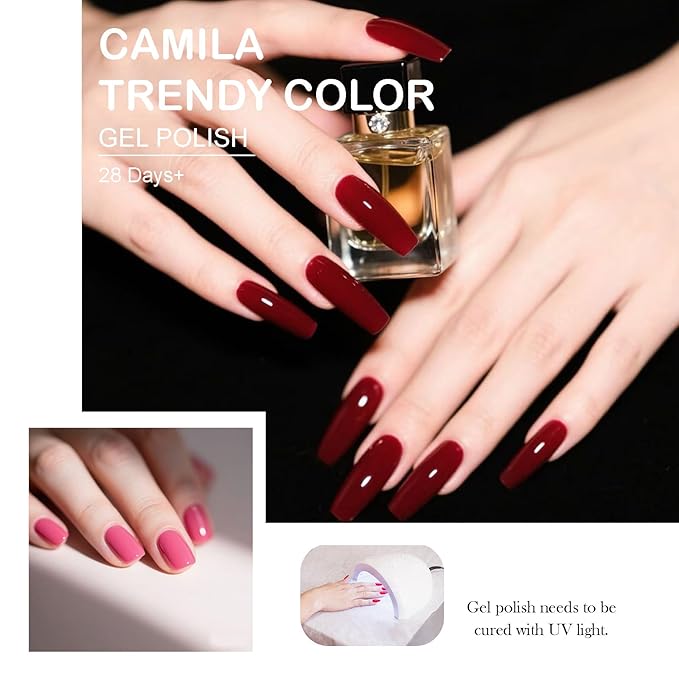 CAMILA ¿ 6pcs 15ml Gel Polish Set Red Pink Nude Green Yellow Gel Nail Polish Kit Soak Off Gel Polish Manicure Salon For Women C Set